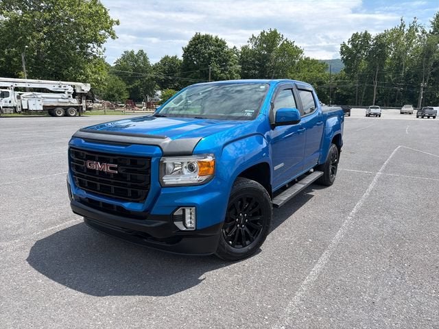 2022 GMC Canyon Elevation in Dynamic Blue Metallic — front three-quarter view